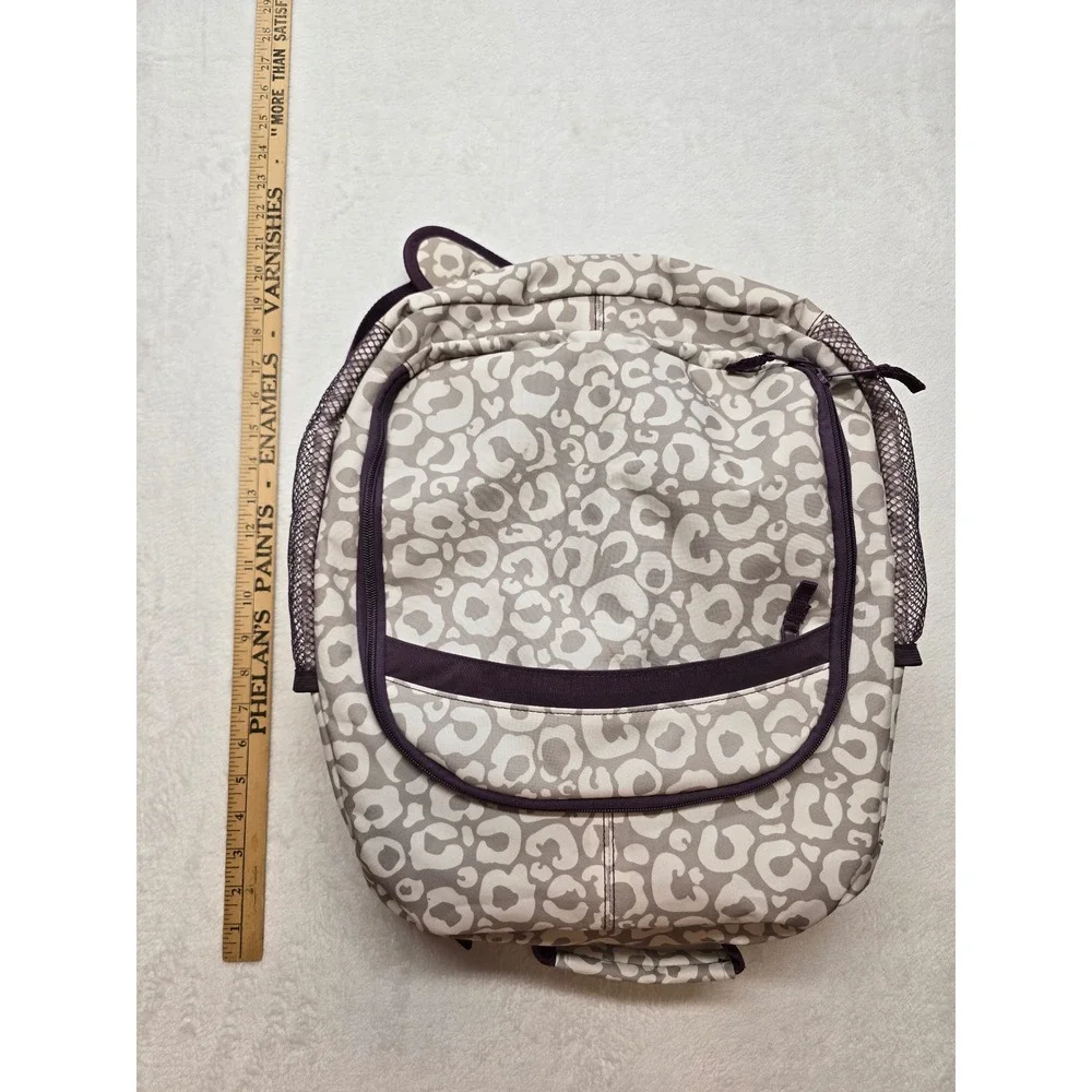 Thirty-One Camera Backpack Leopard Print Padded Dividers Purple Grey One Size